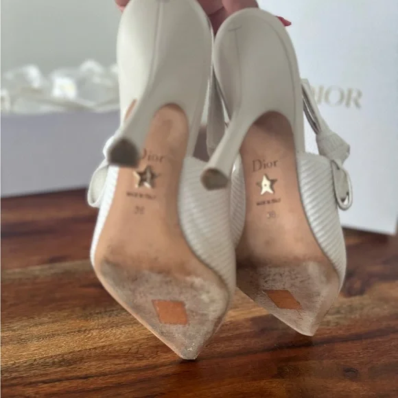 Dior Women's Elegant White Slingback Heels - Picture 7 of 14